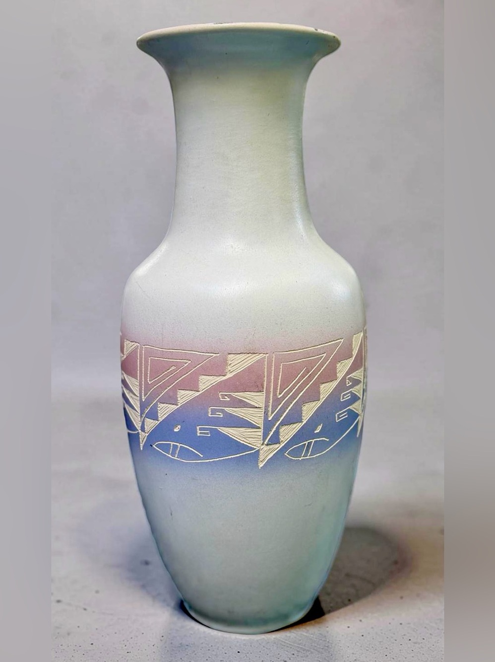 Gorgeous Native American Handmade Vase in Pastels by Navajo Artist, E. Johnson